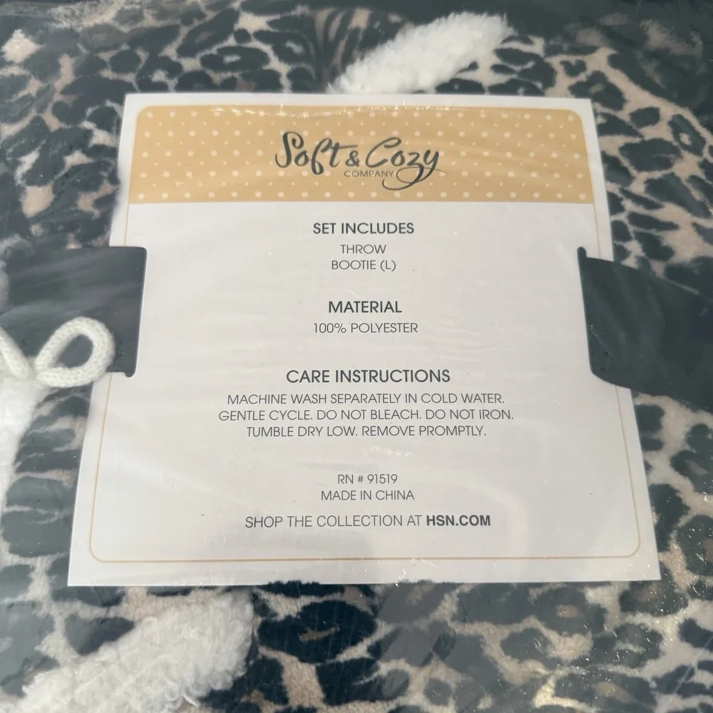 Soft Cozy Leopard Print Sherpa Throw Bootie Blanket Plush Winter Home Decor Gift